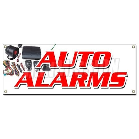 Signmission AUTO ALARMS BANNER SIGN installation power locks windows audio repairs B-Auto Alarms